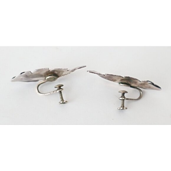 Vintage Sterling Silver Earrings Screw Back Mexico Alpaca  1970s Lot C - Picture 3 of 4